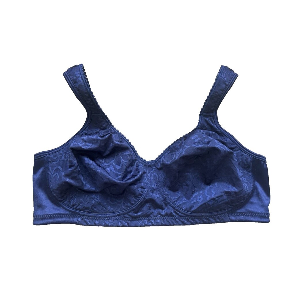 Playtex 18-Hour Ultimate Lift and Support Bra 40C Navy Blue Wireless Satin 4745